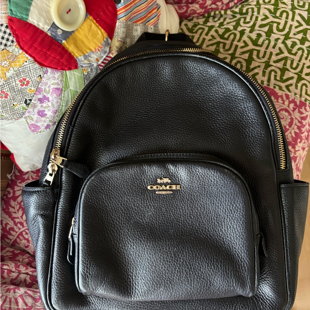 Coach Black Pebbled Leather Backpack with Dome Shape - Picture 3 of 11